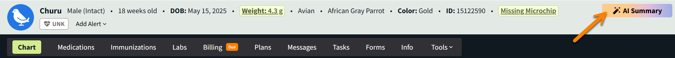 ai summary button in pet banner.png