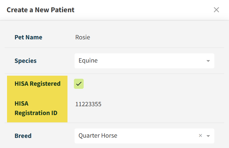 create new equine patient hisa fields.png